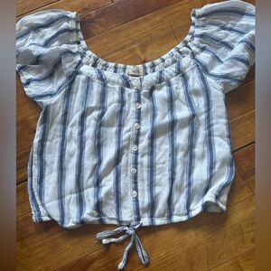 Hollister Puff Sleeve Striped Top